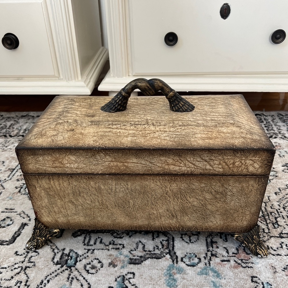Faux Leather Box/trunk/chest with Interlocking Hands